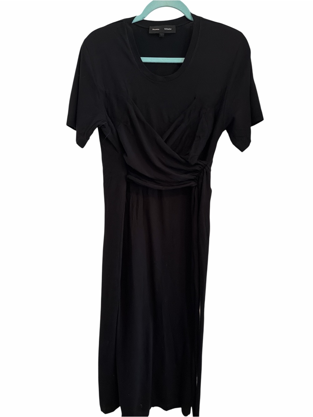 Proenza Schouler Black Midi Dress with Side Twist small